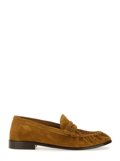 Saint Laurent Men Camel Suede Le Loafer Loafers In Brown