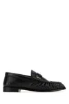Saint Laurent Nappa Leather Loafers Featuring Ruched Detailing In Black