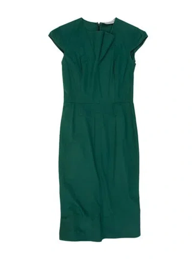 Pre-owned Saint Laurent Mock Neck Midi Length Dress In Green