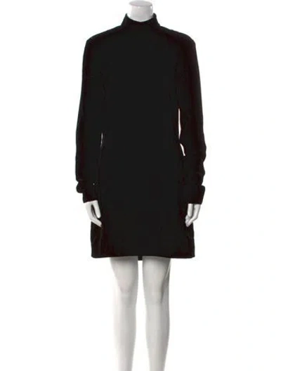 Pre-owned Saint Laurent Mock Neck Mini Dress In Black