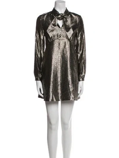 Pre-owned Saint Laurent Mock Neck Mini Dress In Black