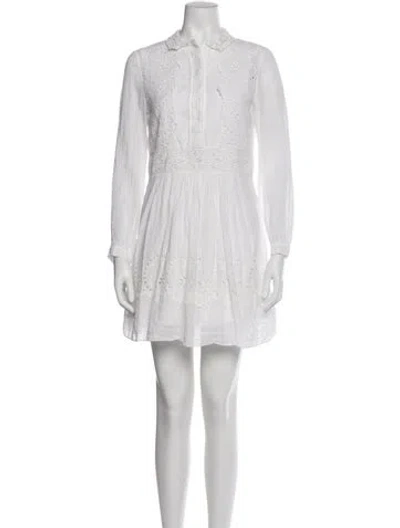 Pre-owned Saint Laurent Mock Neck Mini Dress In White