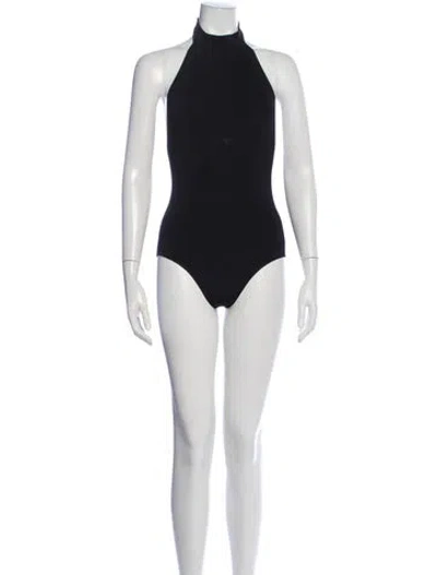 Pre-owned Saint Laurent Mock Neck Sleeveless Bodysuit In Blue