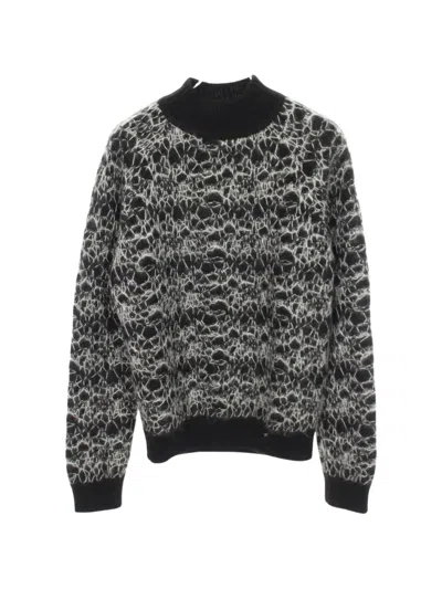 Pre-owned Saint Laurent Mock-neck Mohair-blend Sweater In Black