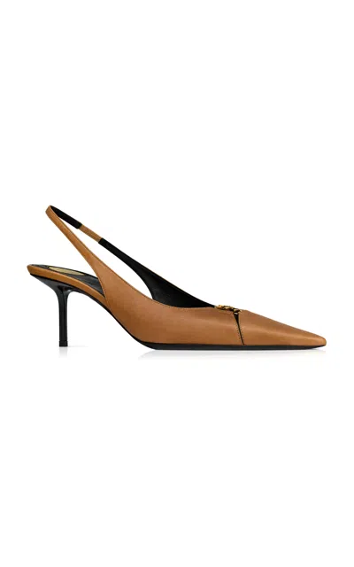 Saint Laurent Babylone Leather Pumps In Brown