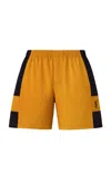 Saint Laurent Cassandre Bicolor Cotton Serge Bermuda Shorts In Orange