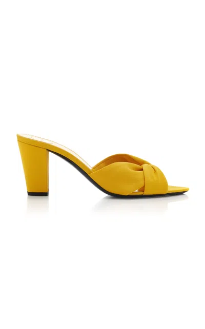 Saint Laurent Fabric Franciane Sandals Cone Heel Knotted In Yellow