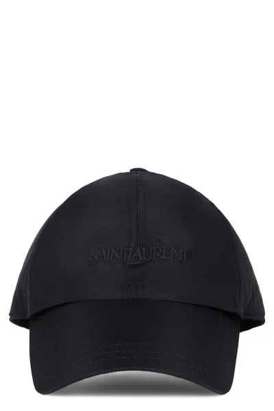 Saint Laurent Baseball Cap Logo Detail Curved Brim In Black