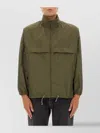 Saint Laurent Modern Jacket With Drawstring And High Collar In Green
