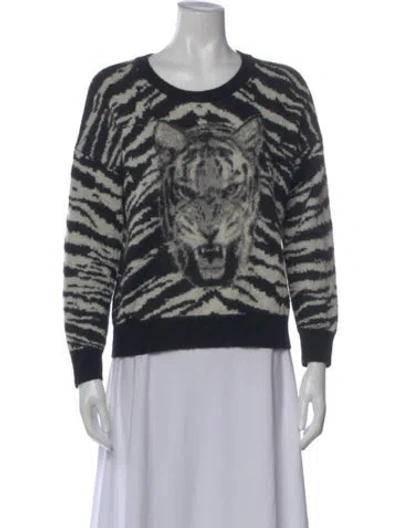 Pre-owned Saint Laurent Mohair Animal Print Sweater In Black