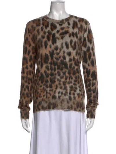 Pre-owned Saint Laurent Mohair Animal Print Sweater In Brown/neutrals
