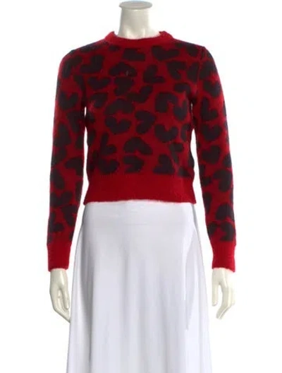 Pre-owned Saint Laurent Mohair Animal Print Sweater In Red