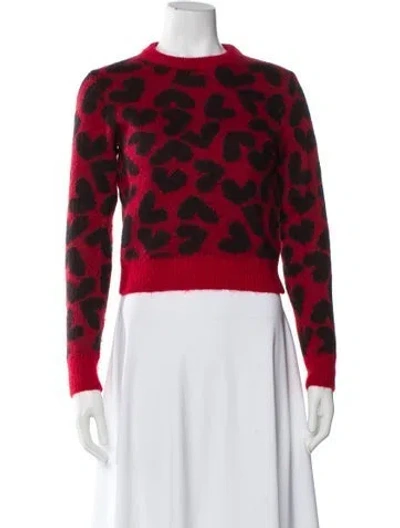 Pre-owned Saint Laurent Mohair Animal Print Sweater In Red