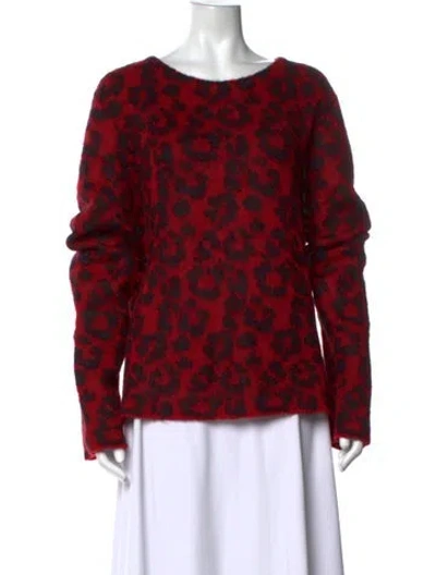 Pre-owned Saint Laurent Mohair Animal Print Sweater In Red