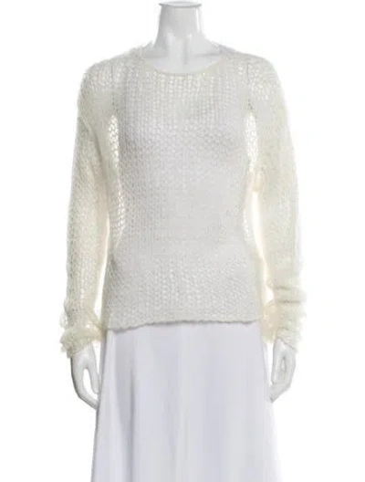 Pre-owned Saint Laurent Mohair Bateau Neckline Sweater In Neutral