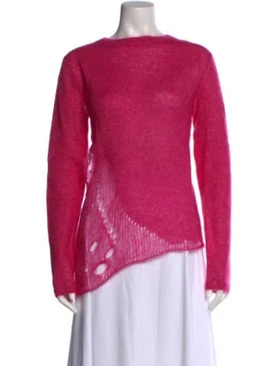Pre-owned Saint Laurent Mohair Bateau Neckline Sweater In Pink