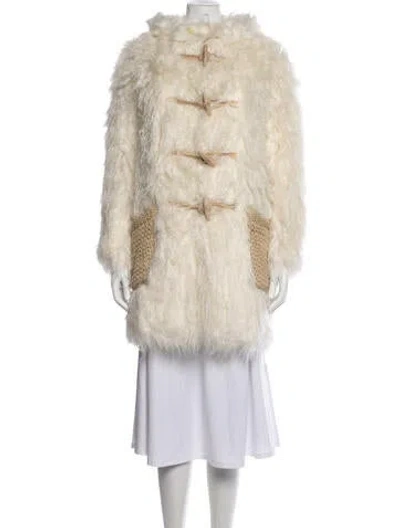Pre-owned Saint Laurent Mohair Coat In Neutrals
