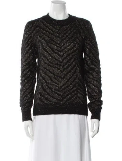 Pre-owned Saint Laurent Mohair Crew Neck Sweater In Black