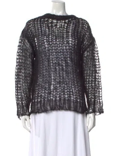 Pre-owned Saint Laurent Mohair Crew Neck Sweater In Black