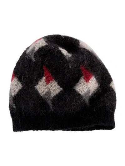 Pre-owned Saint Laurent Mohair Geometric Beanie In Black