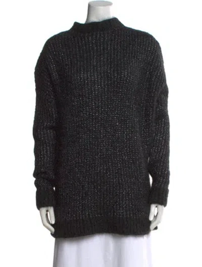Pre-owned Saint Laurent Mohair Mock Neck Sweater In Black