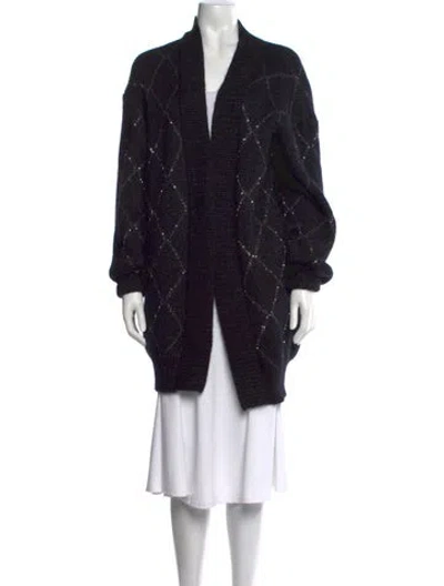 Pre-owned Saint Laurent Mohair Open Front Sweater In Black