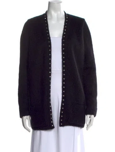 Pre-owned Saint Laurent Mohair Open Front Sweater In Black