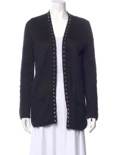 Pre-owned Saint Laurent Mohair Open Front Sweater In Blue