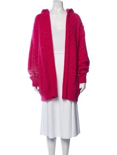Pre-owned Saint Laurent Mohair Open Front Sweater In Pink