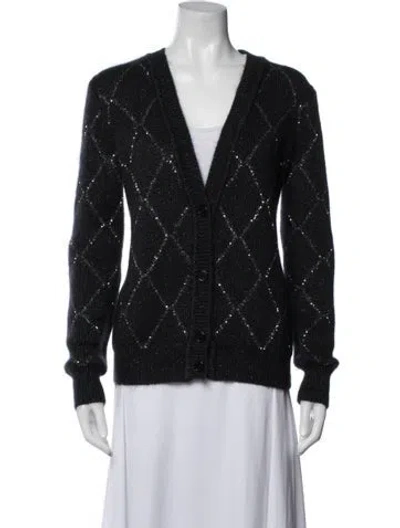Pre-owned Saint Laurent Mohair Patterned Sweater In Gray
