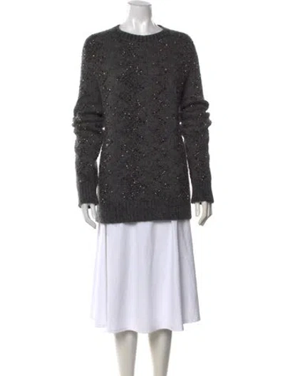 Pre-owned Saint Laurent Mohair Patterned Sweater In Grey