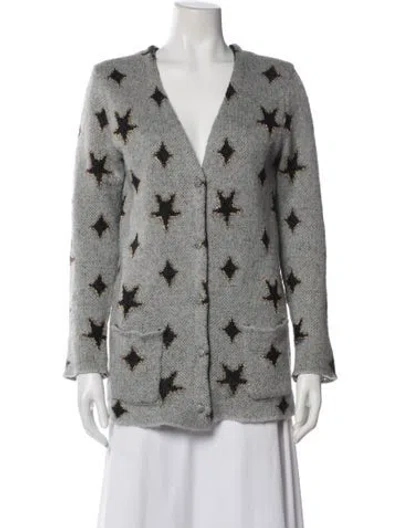 Pre-owned Saint Laurent Mohair Printed Sweater In Gray