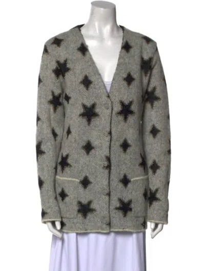Pre-owned Saint Laurent Mohair Printed Sweater In Gray