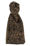 Saint Laurent Mohair Scarf With Leopard Pattern And Soft Texture In Brown