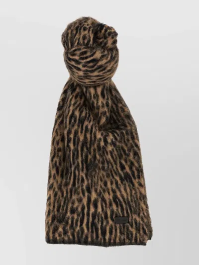 SAINT LAURENT MOHAIR SCARF WITH LEOPARD PATTERN AND SOFT TEXTURE