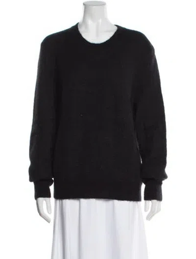 Pre-owned Saint Laurent Mohair Scoop Neck Sweater In Gray