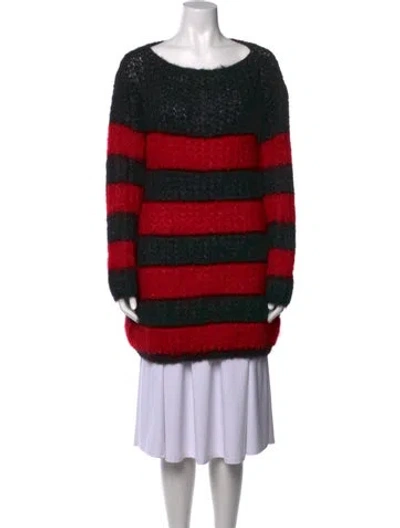 Pre-owned Saint Laurent Mohair Striped Sweater In Black/red
