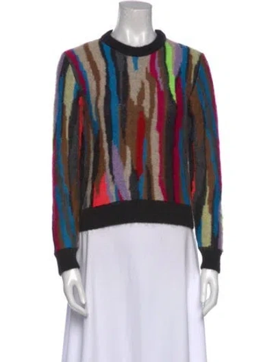 Pre-owned Saint Laurent Mohair Striped Sweater In Purple