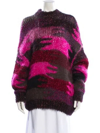 Pre-owned Saint Laurent Mohair Striped Sweater In Purple