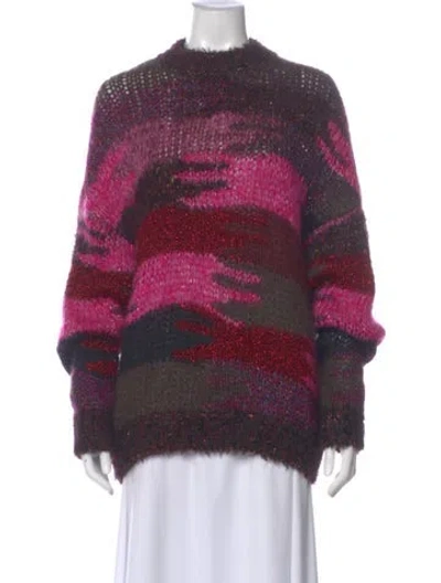Pre-owned Saint Laurent Mohair Striped Sweater In Purple