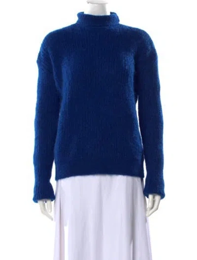 Pre-owned Saint Laurent Mohair Turtleneck Sweater In Blue