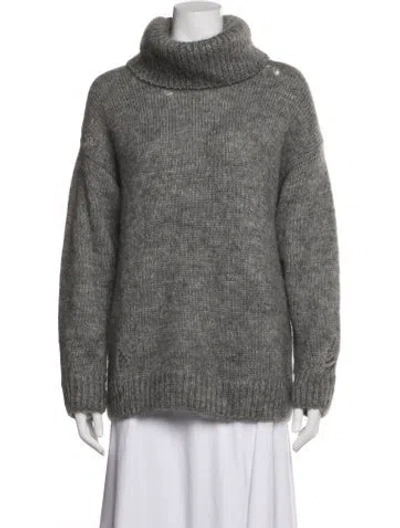Pre-owned Saint Laurent Mohair Turtleneck Sweater In Grey