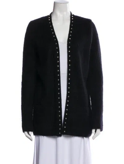 Pre-owned Saint Laurent Mohair V-neck Sweater In Black
