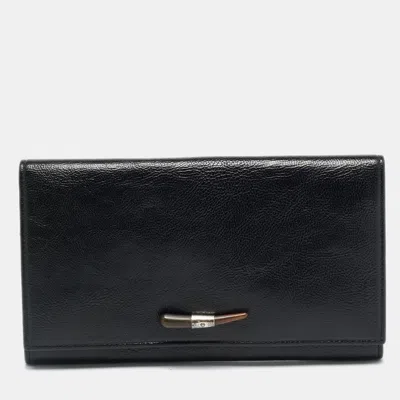 Pre-owned Saint Laurent Mombasa Black Leather Continental Wallet