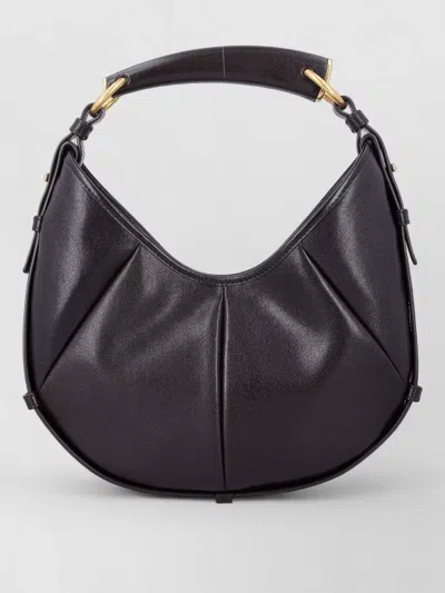 Saint Laurent Mombasa Mid Shoulder Bag Structured Pleated Handle In Black