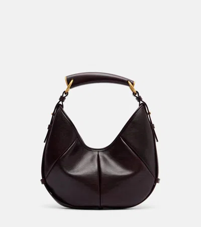 Saint Laurent Mombasa Small Leather Shoulder Bag In Burgundy