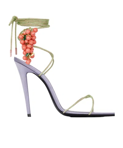 Saint Laurent Mon Cheri High-heeled Sandals In Purple