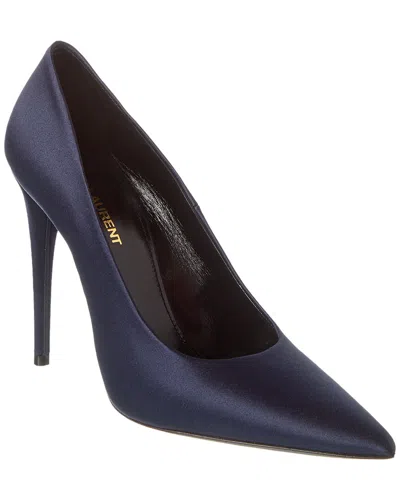 Saint Laurent Monceau 110 Satin Pump In Blue