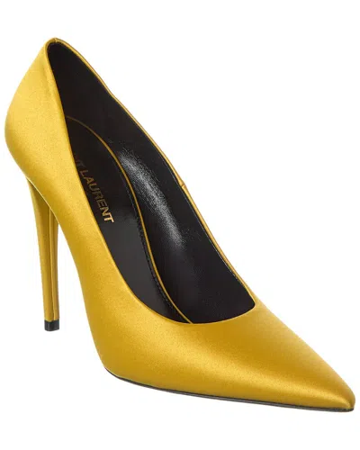 Saint Laurent Monceau 110 Satin Pump In Yellow