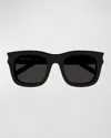 Saint Laurent New Wave Square Acetate Sunglasses In Shiny Solid Black